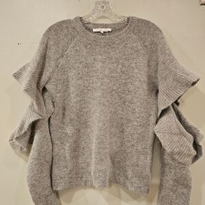 Gray Sweater with Ruffle Sleeves